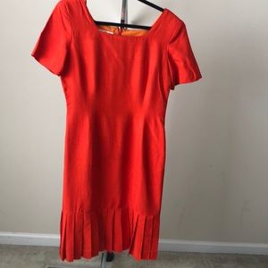 Bright orange silk dress